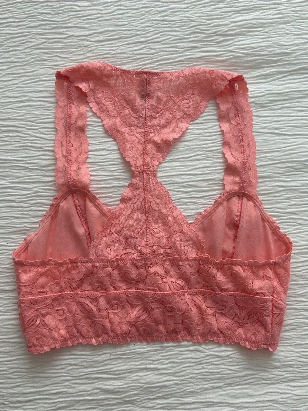Free People Coral/Pink Lace Racerback Bralette